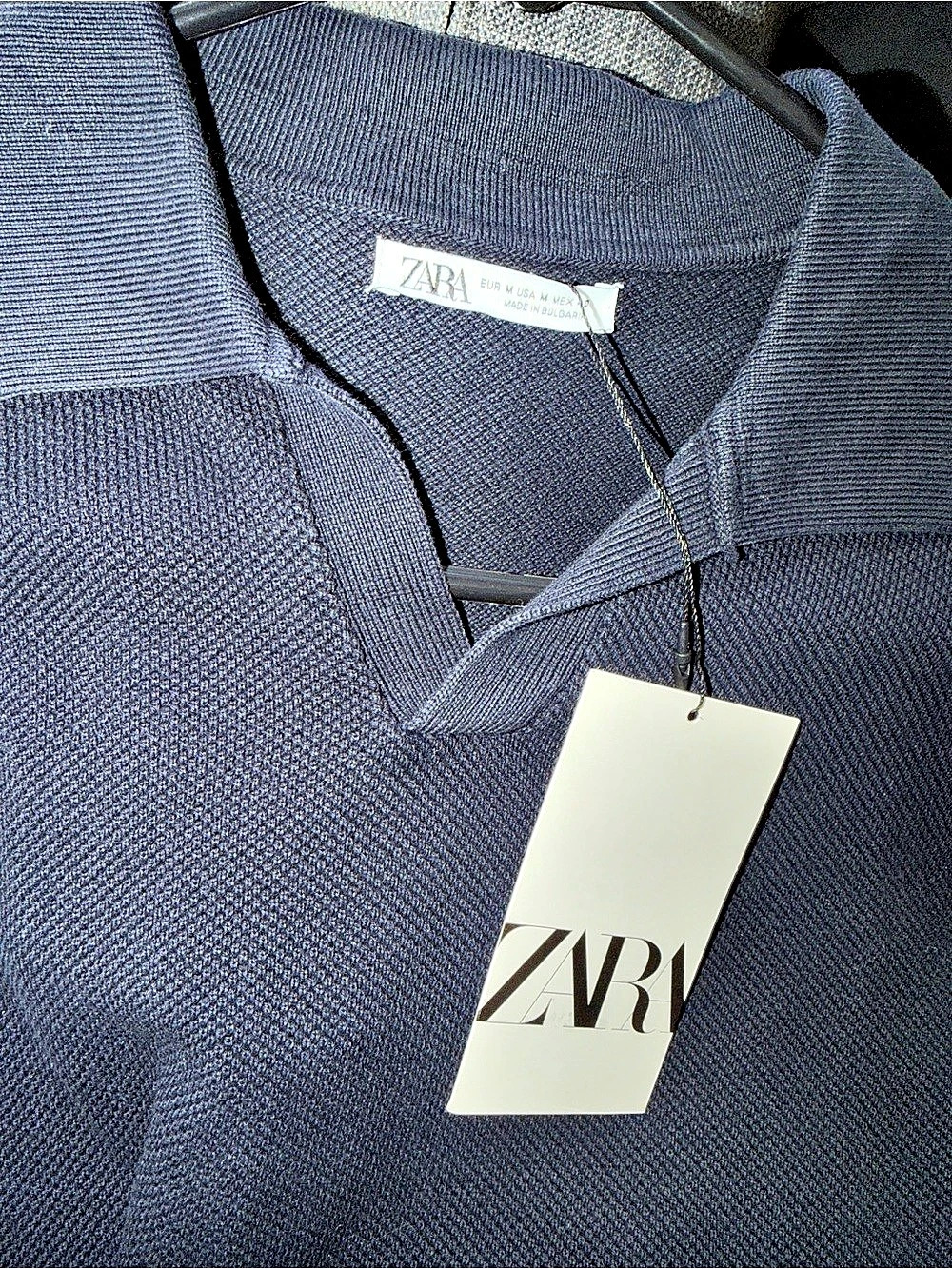 Zara Men's Knit Polo in Blue Size Medium NWT